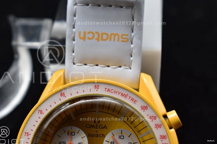 Moonwatch Bioceramic Mission Nylon Swatch to x on the Omega Sun Strap Quartz 1220